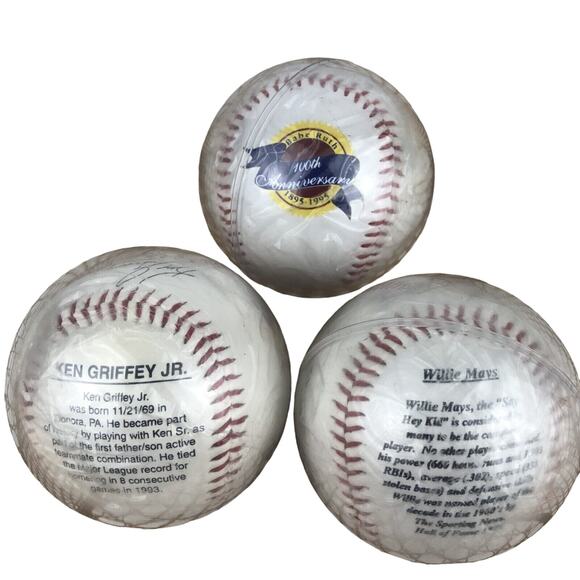 3 Commemorative Edition Baseballs Ken Griffey Jr, Babe Ruth, Willie Mays 1993 - Picture 5 of 8